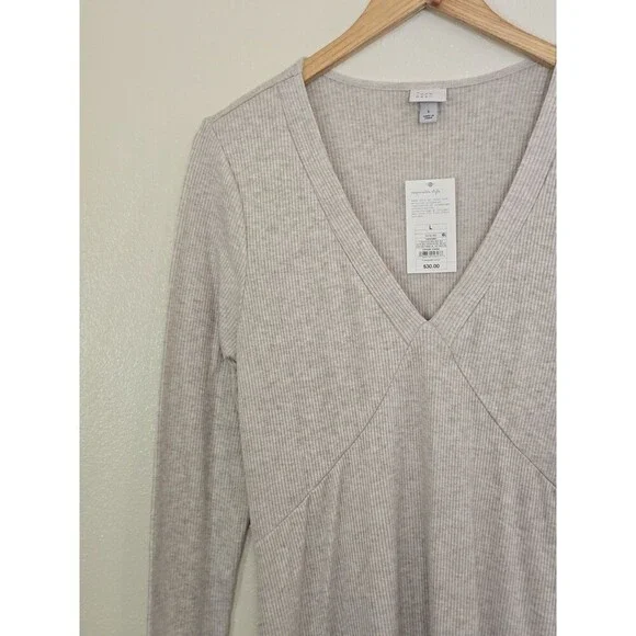 A New Day Ribbed Knit Maxi Dress Long Sleeve Oatmeal Neutral Size Large - Picture 4 of 10